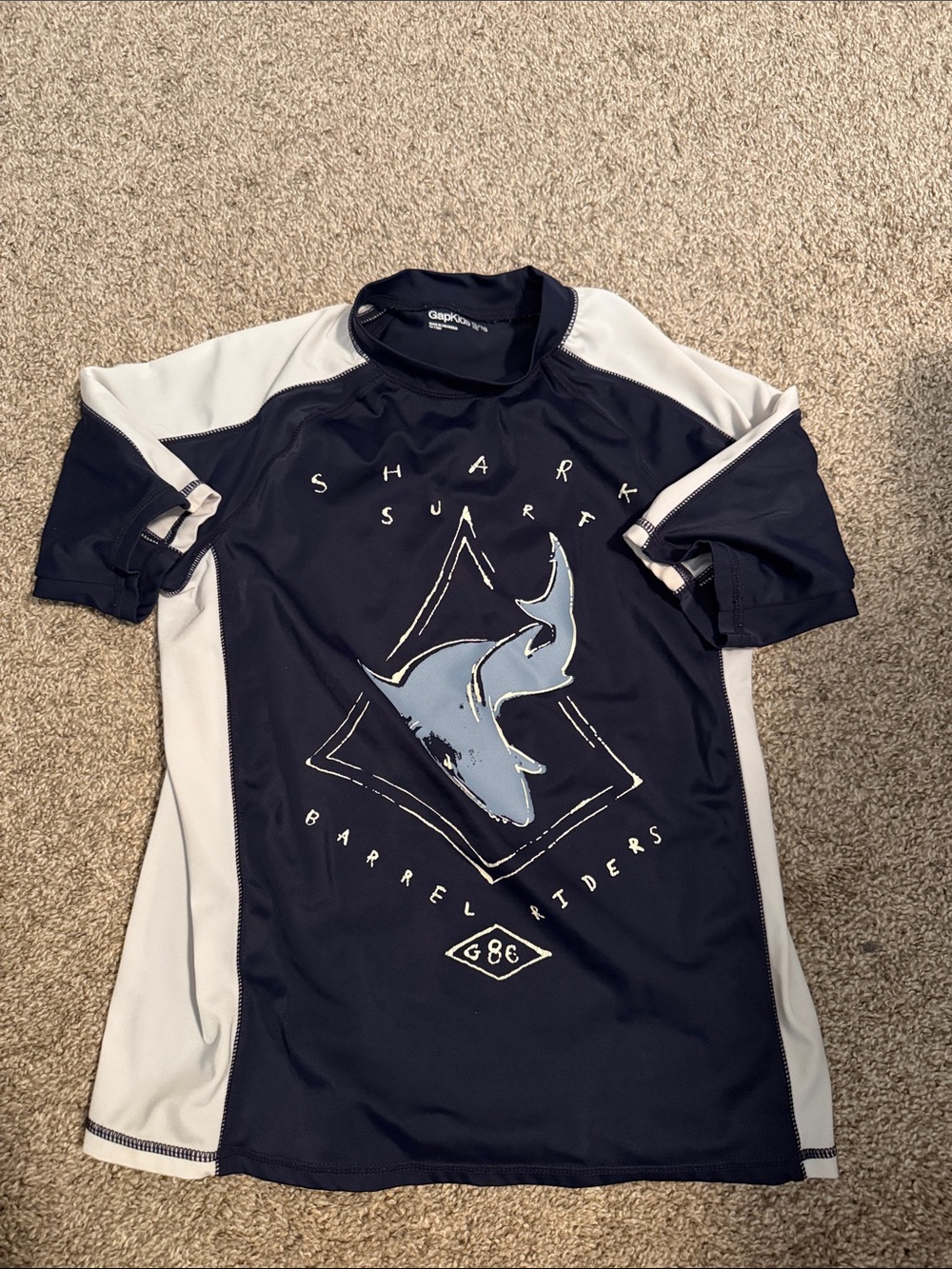 5/$25 GAP Navy and White Shark Graphic kids Rash Guard